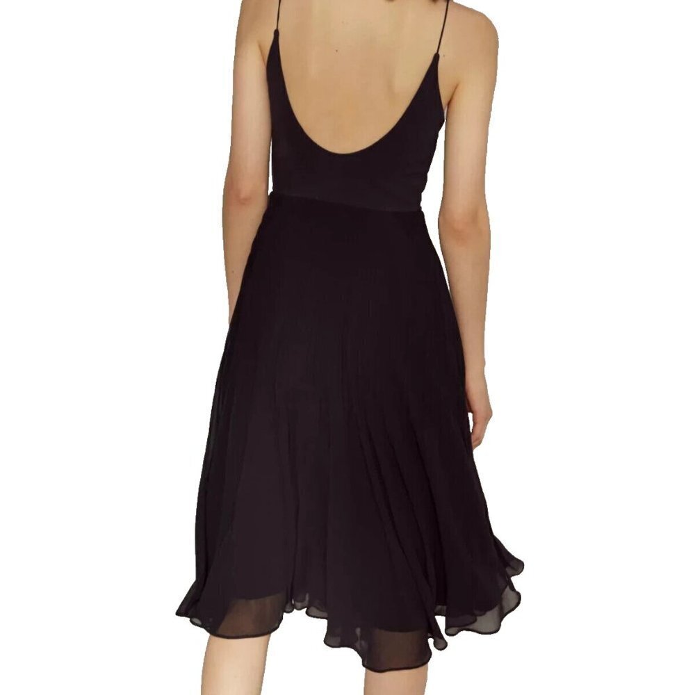 Aritzia Wilfred Womens Size XXS Black Dancer Dress Tank Pleated V-Neck Midi $148 - Picture 4 of 14